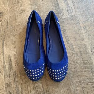 Royal blue silver stud flats size 9
